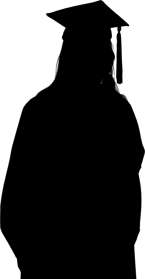 Graduate Silhouette with Cap on Transparent Background