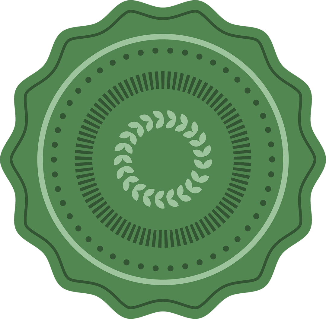 Green Abstract Circular Emblem Design on Transparent Background