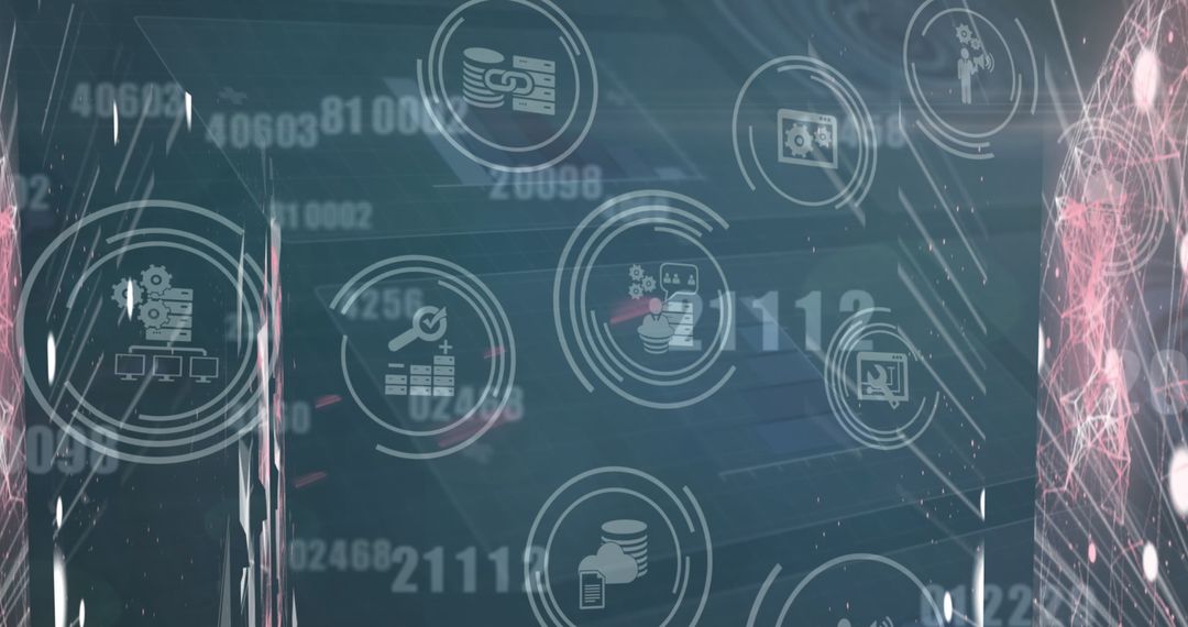 Digital Business Communication Icons with Network Overlay