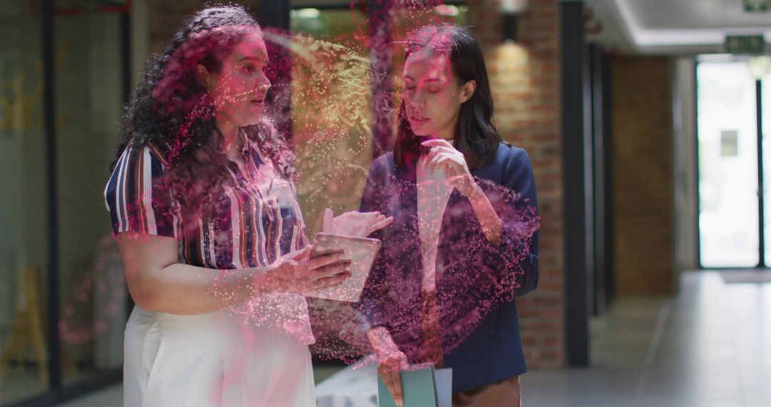 Futuristic Collaboration with Digital Holograms in Modern Office