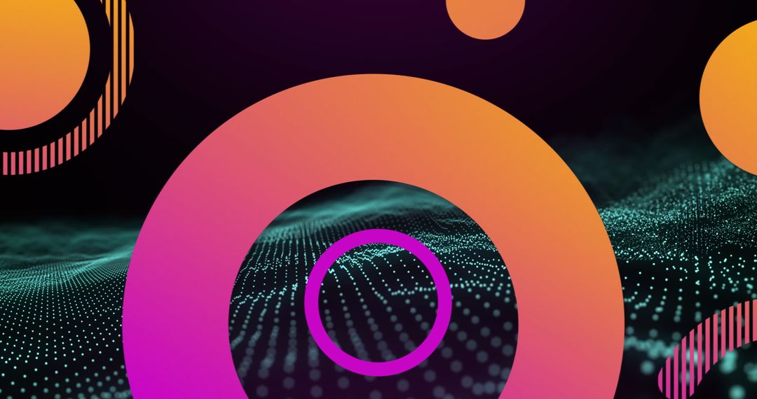 Abstract Tech Waves with Vibrant Gradient Circles