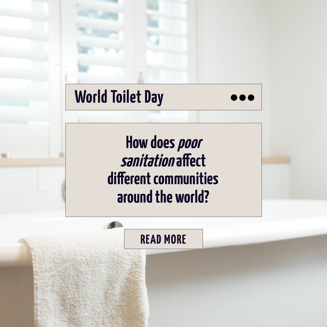 Digital composite image of world toilet day text with question by bathtub in bathroom, copy space - Download Free Stock Templates Pikwizard.com