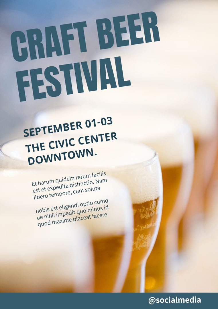 Craft Beer Festival Poster with Beer Glasses and Event Details - Download Free Stock Templates Pikwizard.com