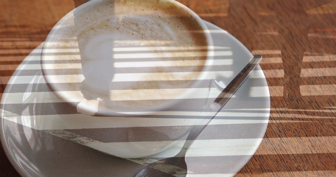 Creative Double Exposure Coffee and Light Trails