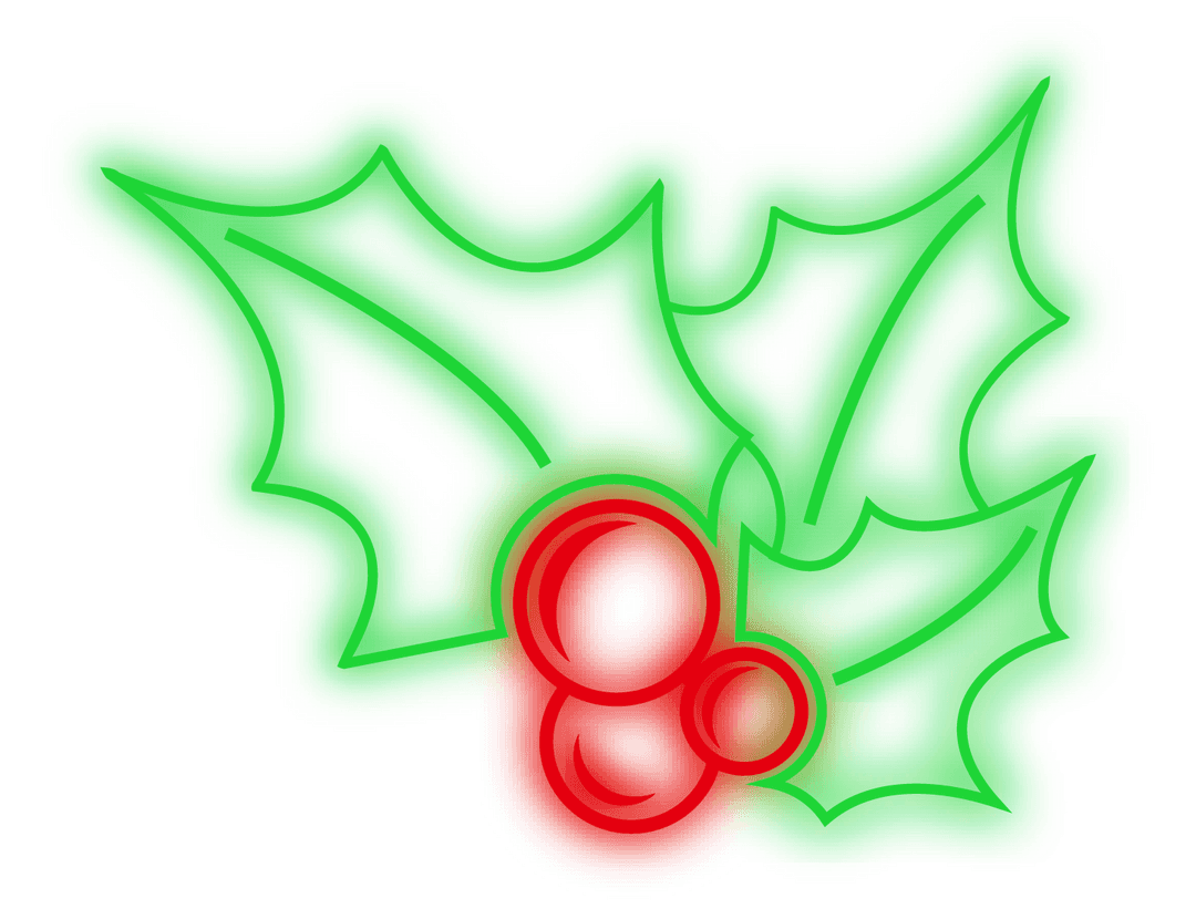 Transparent Neon Christmas Mistletoe Icon Illustrated with Bright Glow