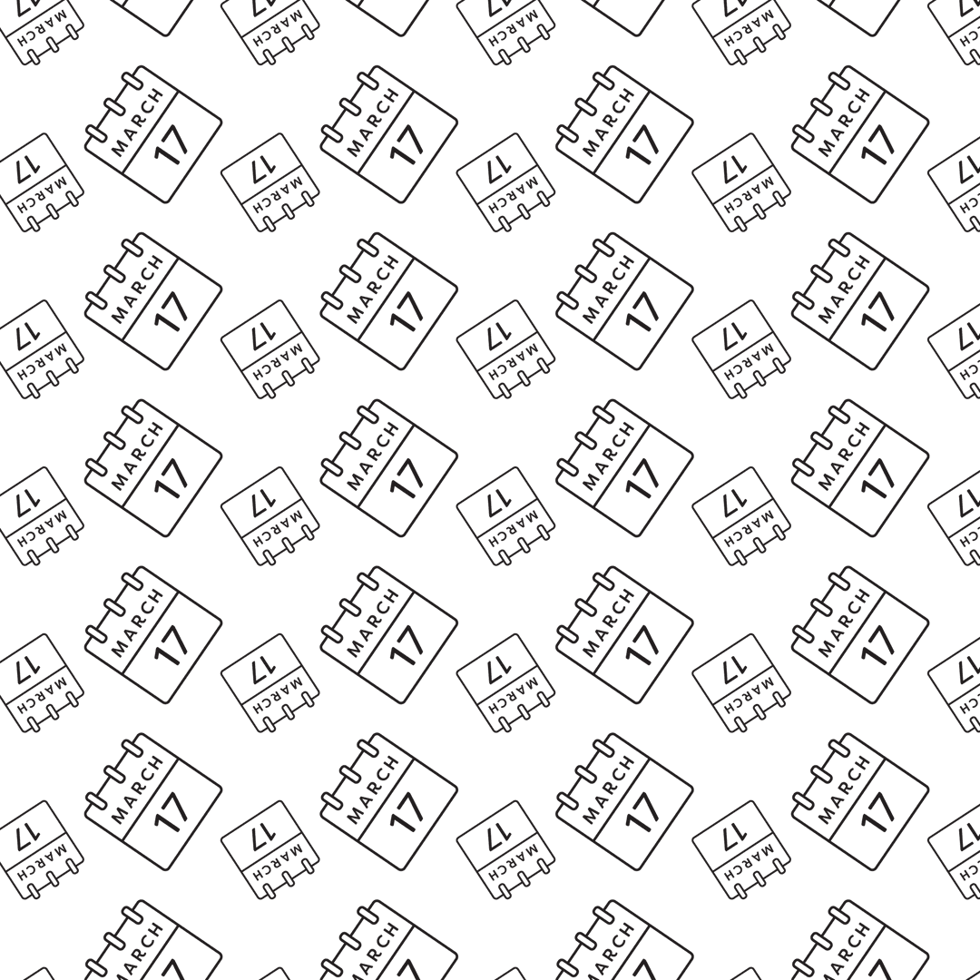 Transparent Black Calendar Card Icons on Seamless Background