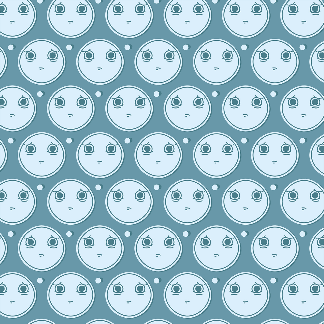 Seamless Pattern of Sad Emoji Faces on Transparent Background