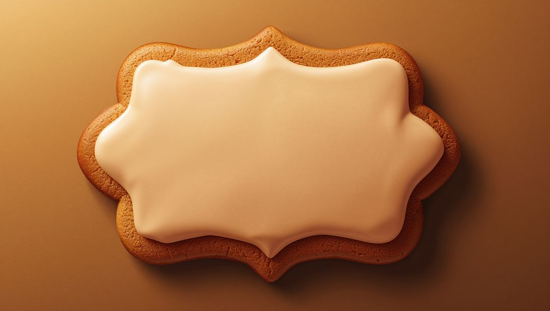 Elegant Cookie with Glossy Icing on Brown Gradient Background
