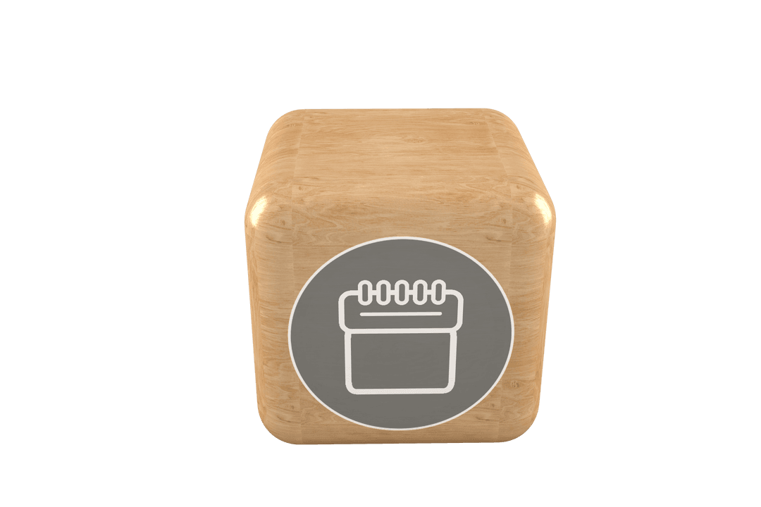 Transparent Background Notepad Icon on Wooden Cube