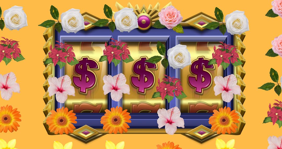 Floral Slot Machine Design with Colorful Blooms