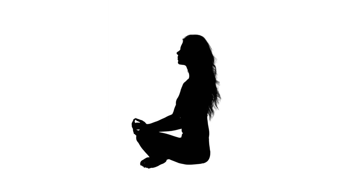 Silhouette of Woman Meditating in Lotus Position on White Background - Free Images, Stock Photos and Pictures on Pikwizard.com