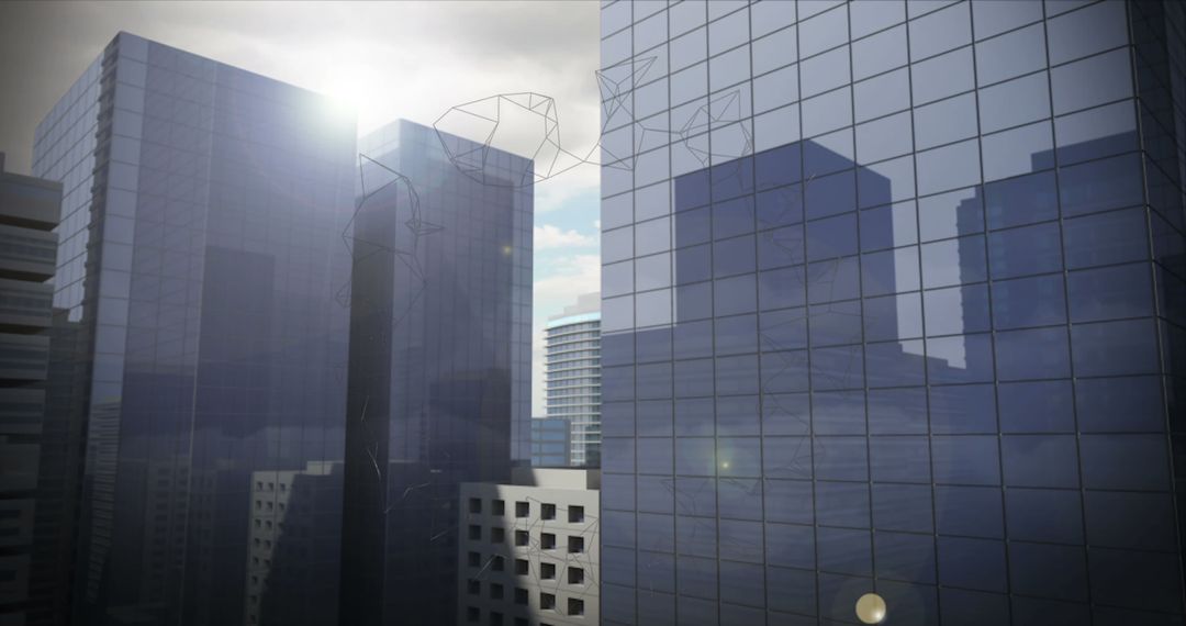 Digital Network Structure in Futuristic Cityscape