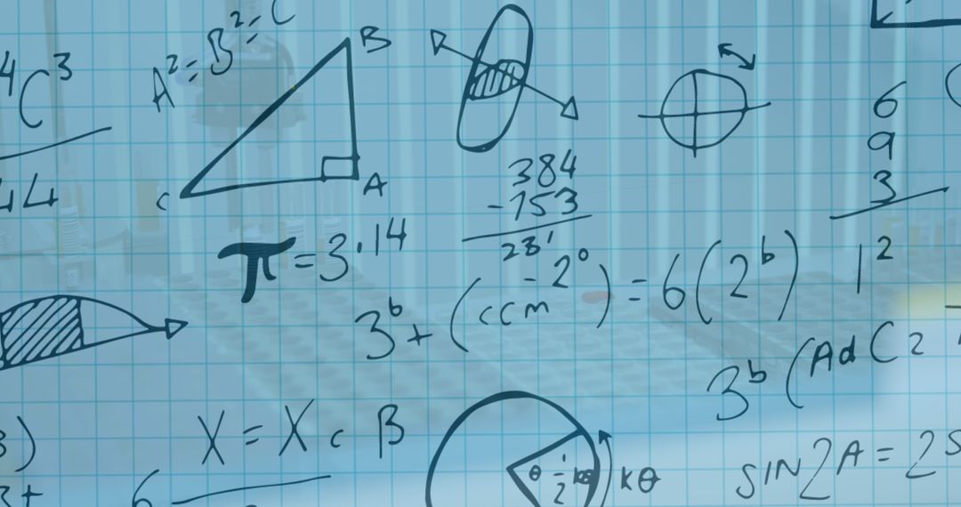 Digital Collage of Mathematical Equations in Laboratory Background
