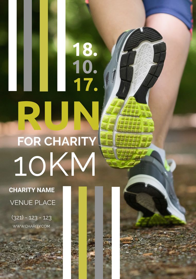 Close-up of Running Shoe Promoting Charity 10K Run Event - Download Free Stock Templates Pikwizard.com