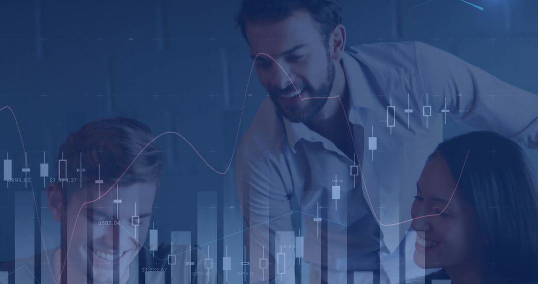 Business Team Analyzing Digital Graphs in Modern Office