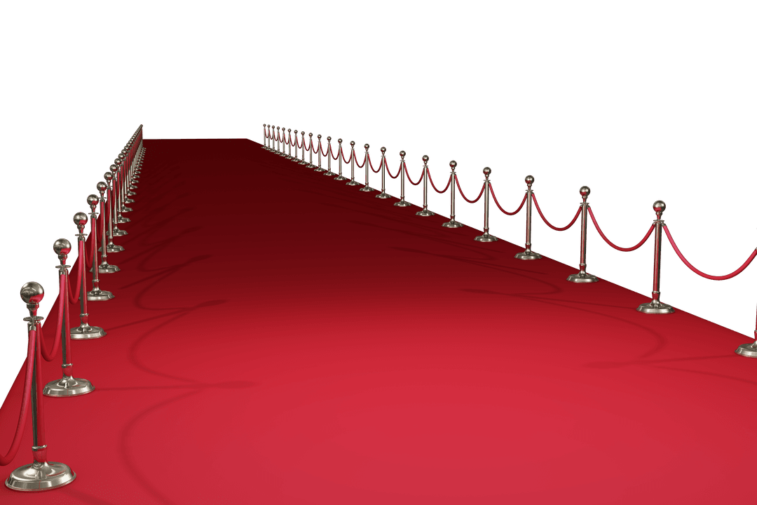 Red Carpet with Stanchions on a Transparent Background