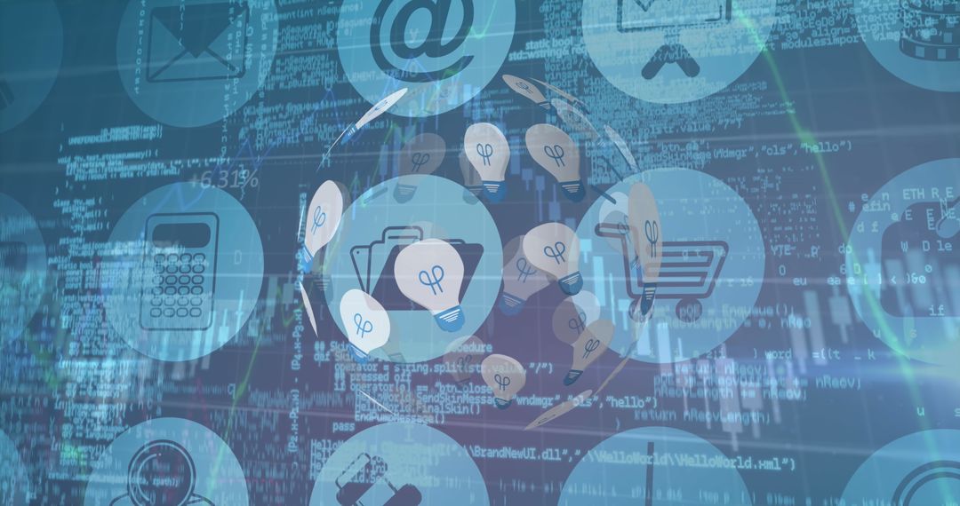 Digital Globe with Light Bulbs and Icons in Technological Interface