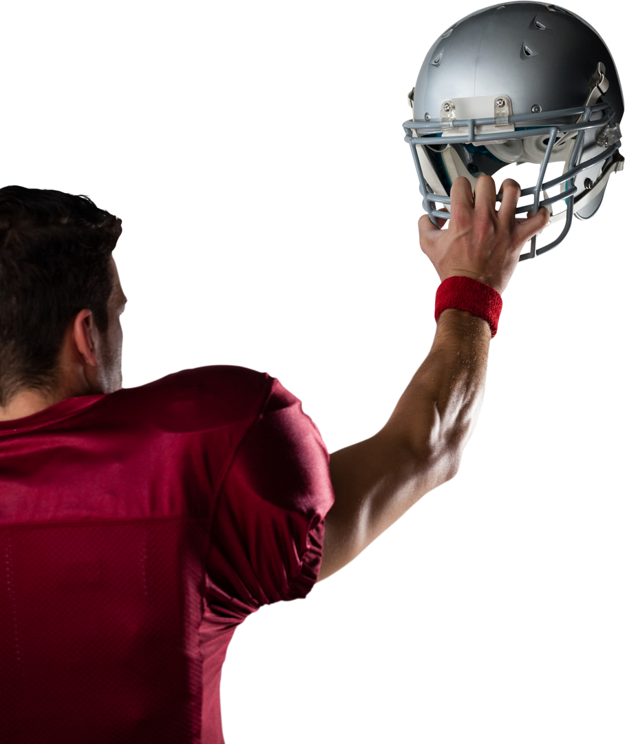 Rear View Football Player Holding Helmet Transparent Background - Download Free Stock Images Pikwizard.com