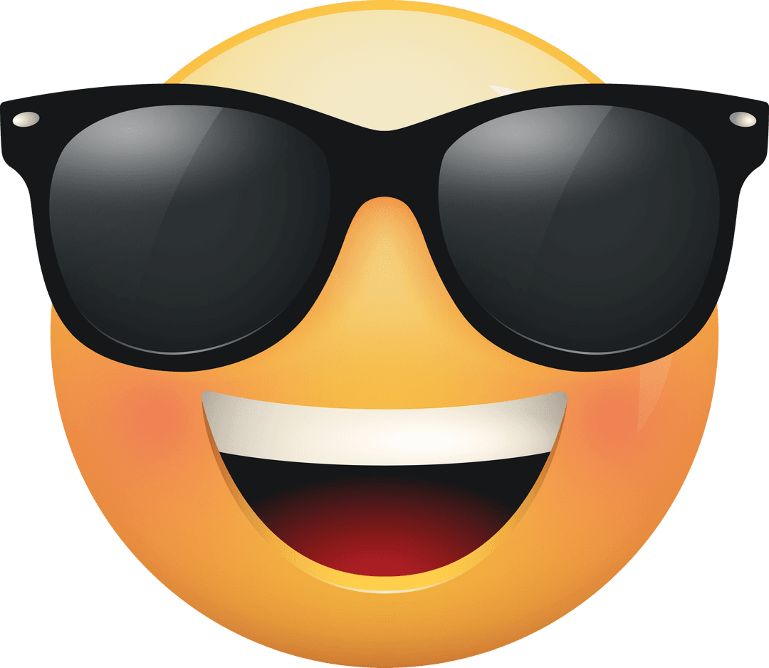 Smiling Sunglasses Emoji Transparent Background Summer Vibes
