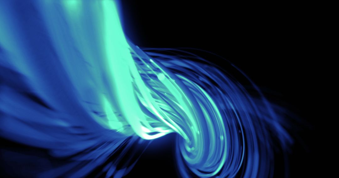 Dynamic Blue Light Trails on Black Background Abstraction