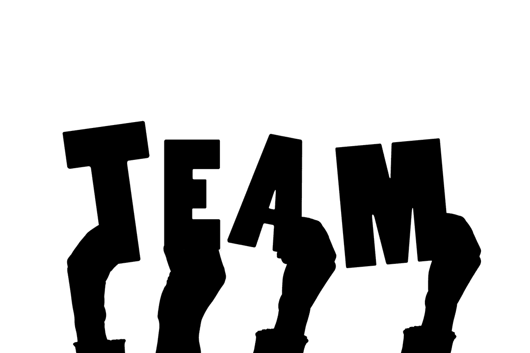 Hands Holding Team Text on Transparent Background