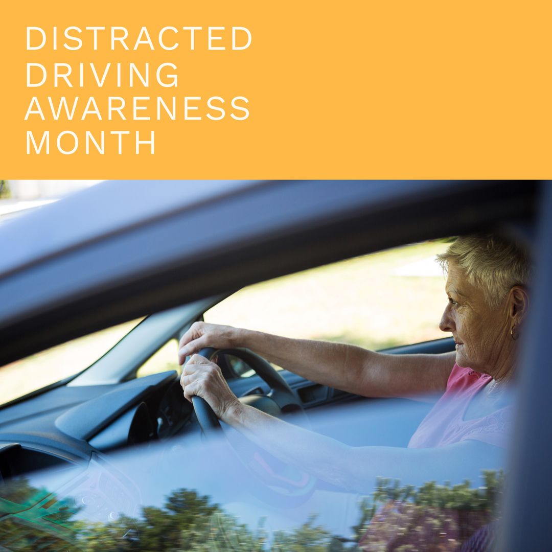 Senior Woman Driving Car Highlighting Distracted Driving Awareness - Download Free Stock Templates Pikwizard.com