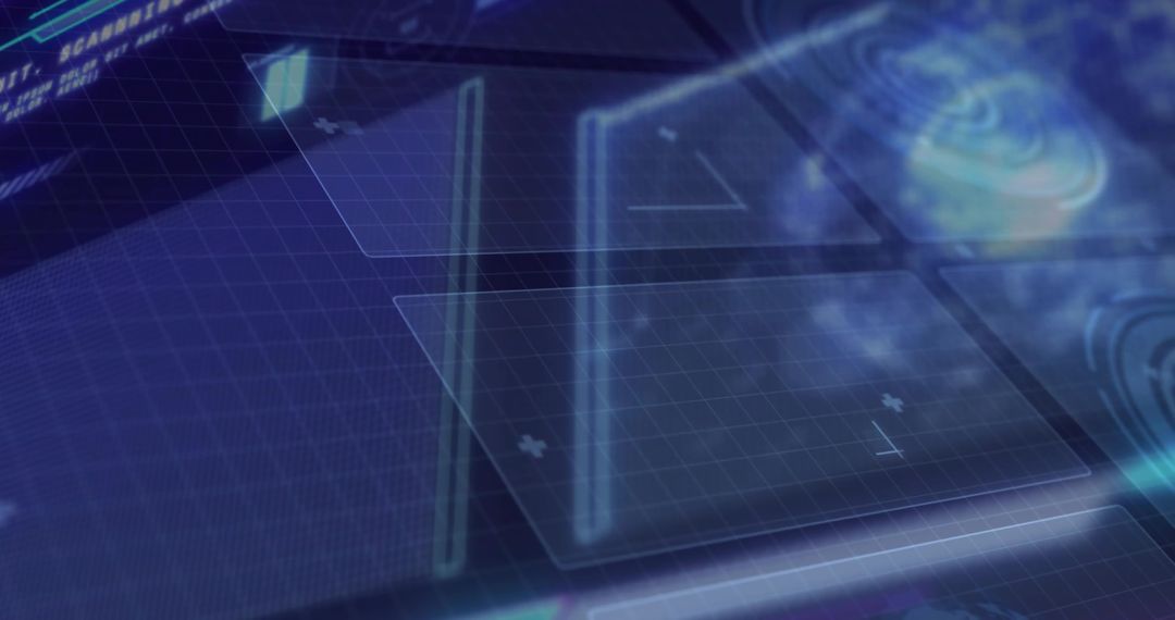 Futuristic holographic panels in digital interface