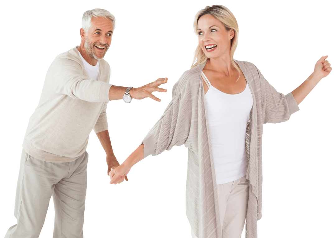 Transparent Playful Mature Couple Having Fun Together