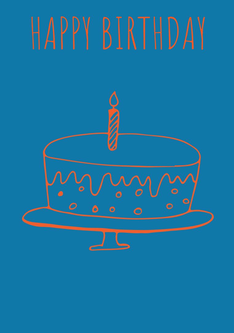 Simple Birthday Cake with Candle Illustration on Blue Background - Download Free Stock Templates Pikwizard.com