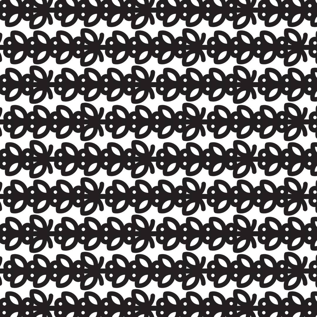 Elegant Black Floral Pattern on Transparent Background