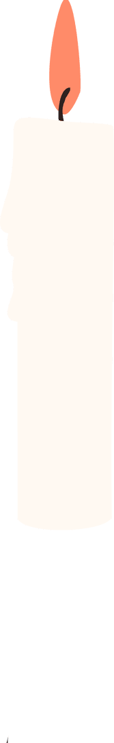 Minimalist Wax Candle with Flame on Transparent Background