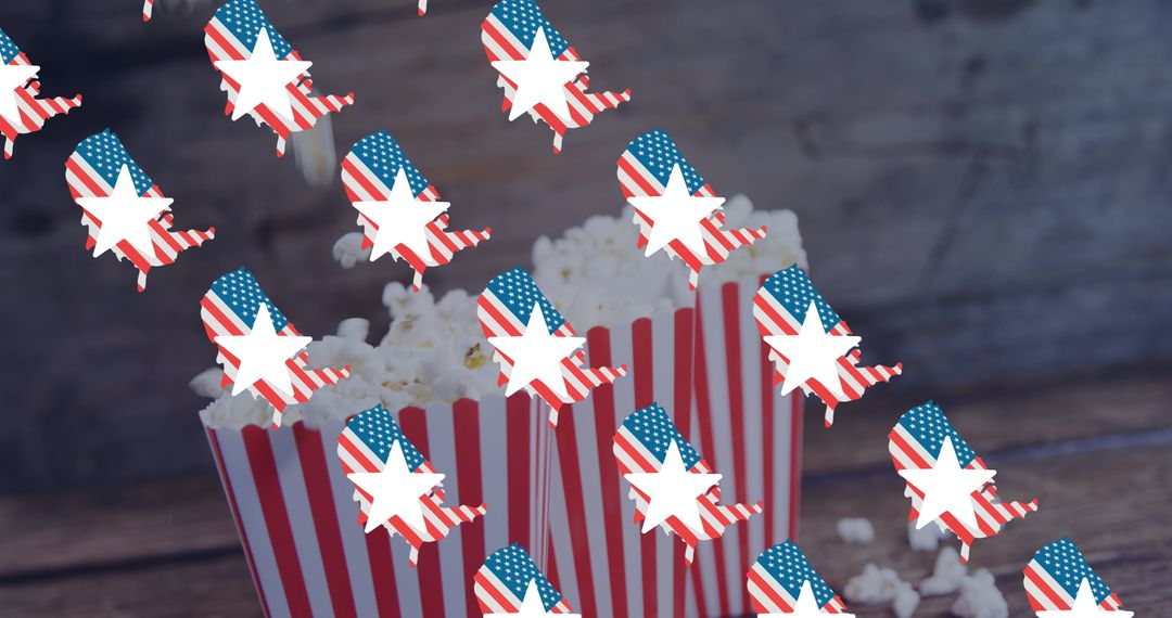 USA Flags Overlaying Popcorn