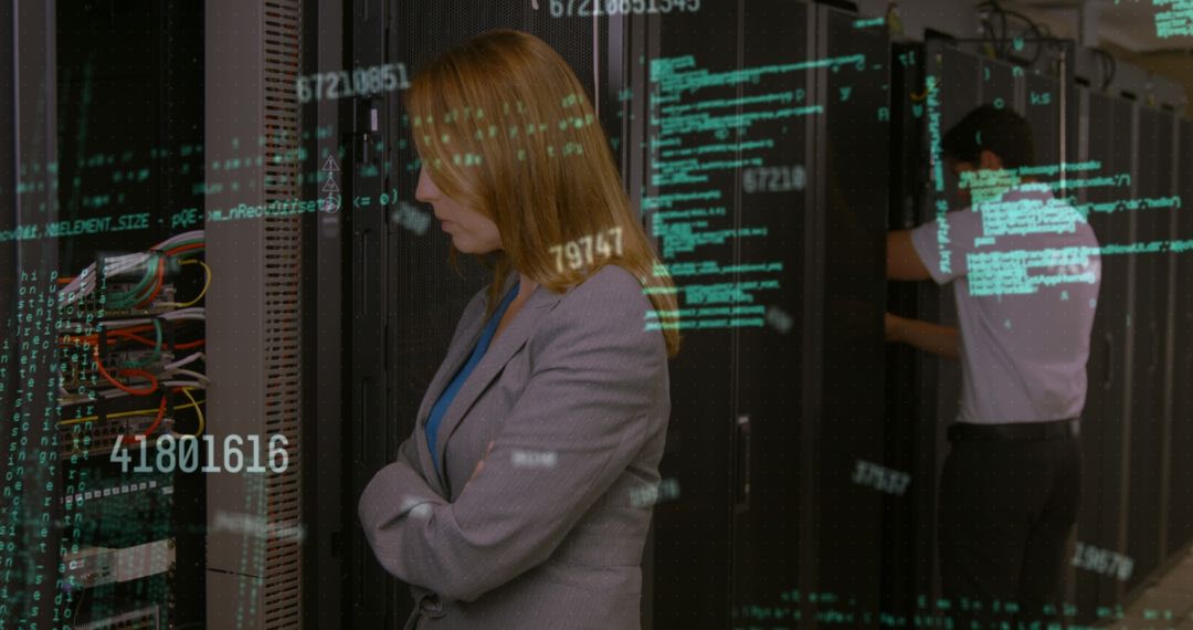 Cybersecurity Expert Monitoring Data Servers in Server Room - Free Images, Stock Photos and Pictures on Pikwizard.com