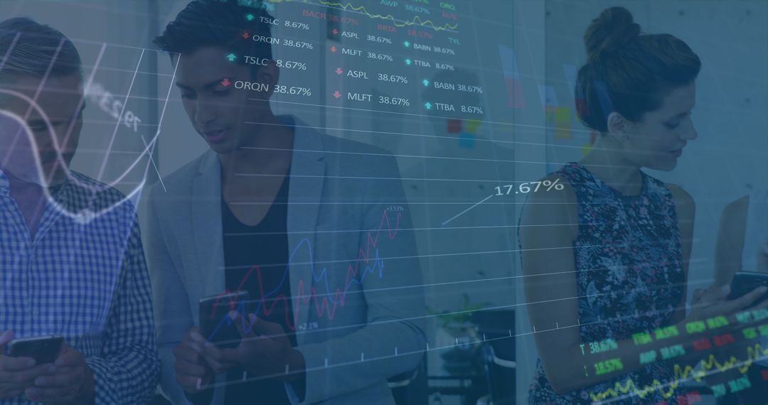 Professionals Analyzing Digital Financial Data in Modern Office