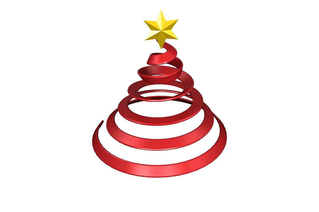 Red Spiral Christmas Tree with Yellow Star on Transparent Background - Download Free Stock Images Pikwizard.com