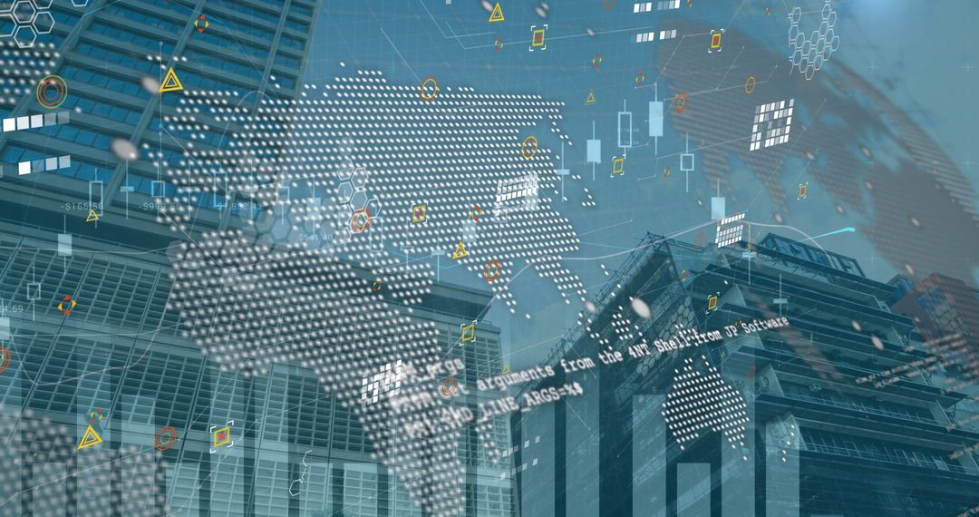 Global Network and Finance Concept Overlapping Cityscape