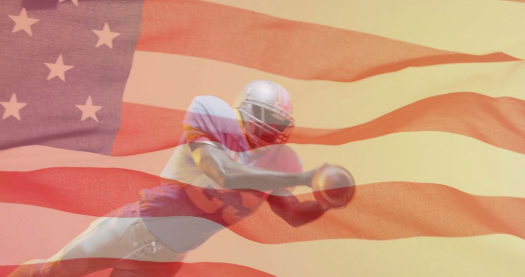 Dynamic Football Player Overlay on USA Flag for Patriotic Sports Concept - Free Images, Stock Photos and Pictures on Pikwizard.com