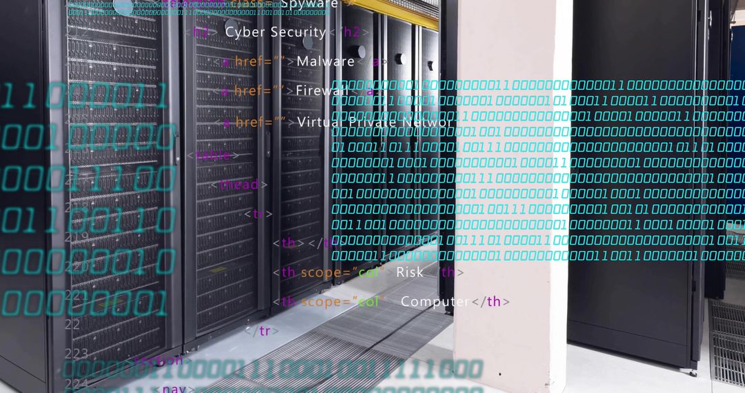Cybersecurity in Data Center with Digital Code Overlay