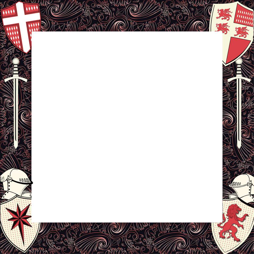 Medieval Heraldry Frame With Shields and Transparent Center