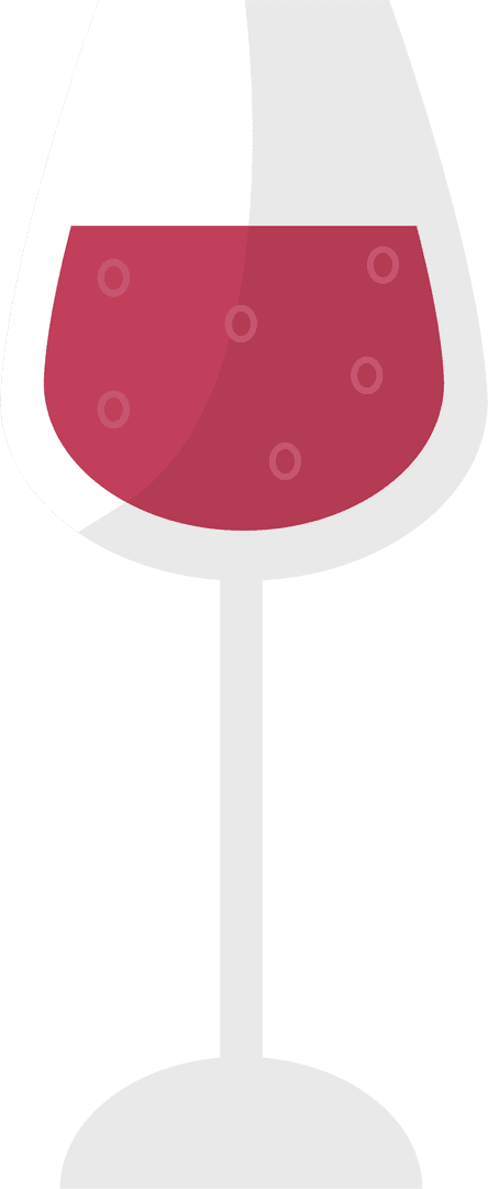 Flat Vector Wine Glass with Red Wine on Transparent Background