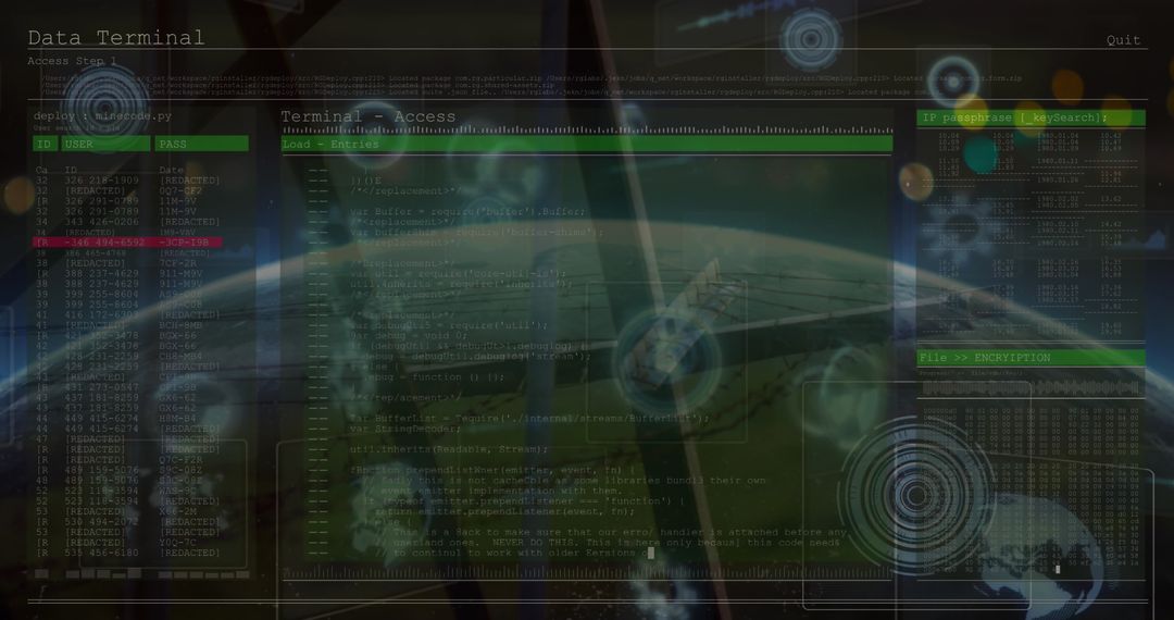 Futuristic Data Terminal Interface Overlaid on Orbital View