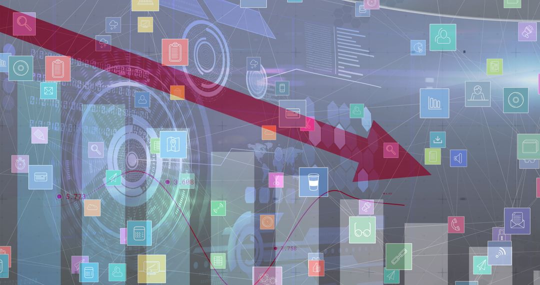 Descending Red Arrow in Digital Financial Data Interface