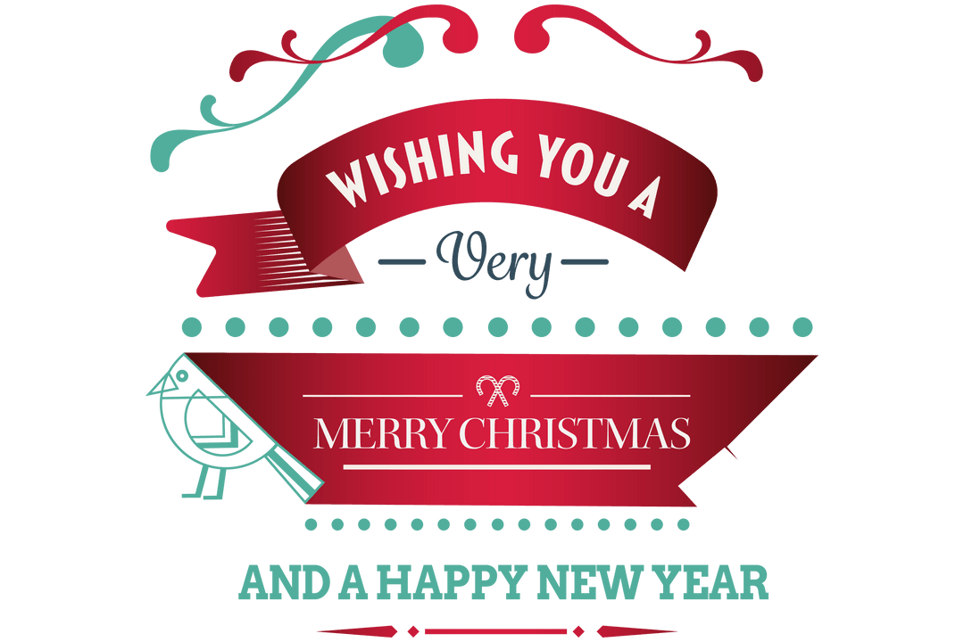 Festive Christmas Greeting Card Design on Transparent Background