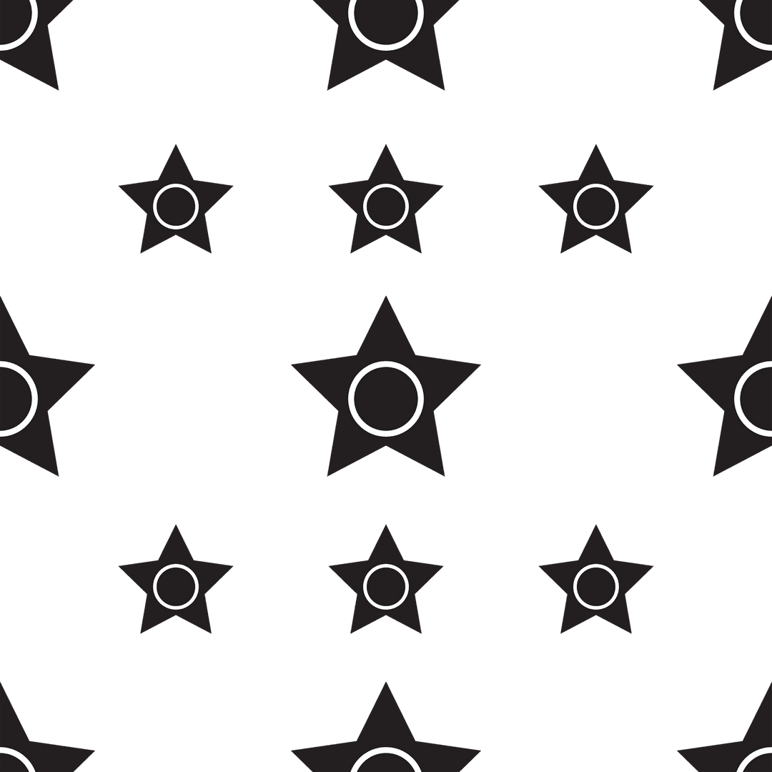 Black Star Pattern on Transparent Background Vector Illustration
