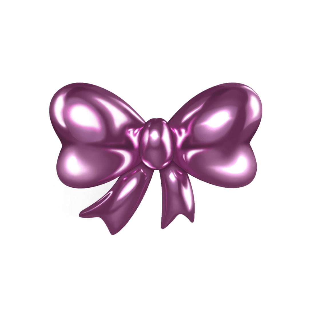 Glossy Metallic Purple Bow on Transparent Background for Festive Ornamentation