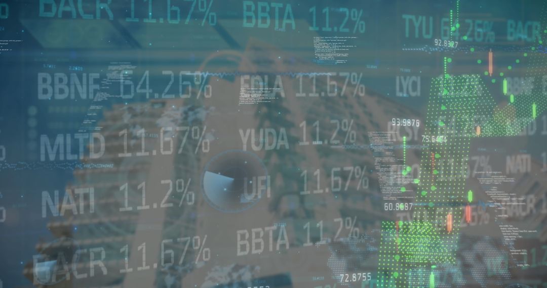 Digital Interface With World Map and Financial Data Visualization