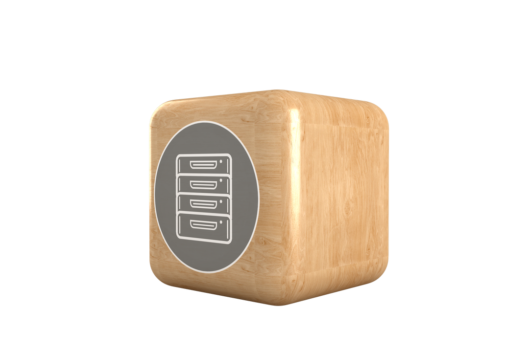 Transparent Wooden Cube with Filing Cabinet Icon for Organizing Concept - Download Free Stock Images Pikwizard.com