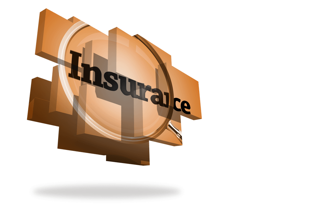 Insurance Text Illustration on Transparent Background with Magnifying Glass
