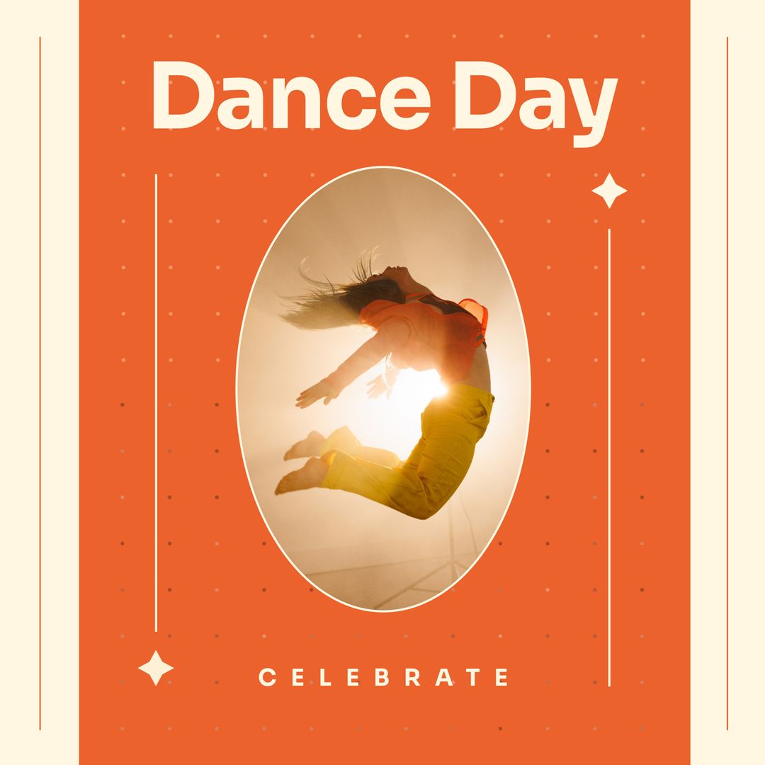 Dynamic Dance Day Celebration Background with Jumping Dancer