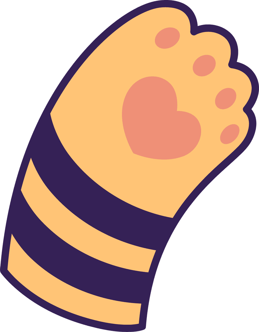 Stylized Cat Paw with Heart Pad on Transparent Background